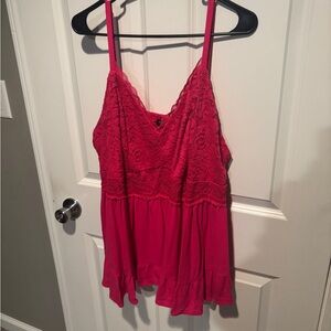 Torrid: Babydoll Crinkle Washable Crinkle Gauze And Lace Tank